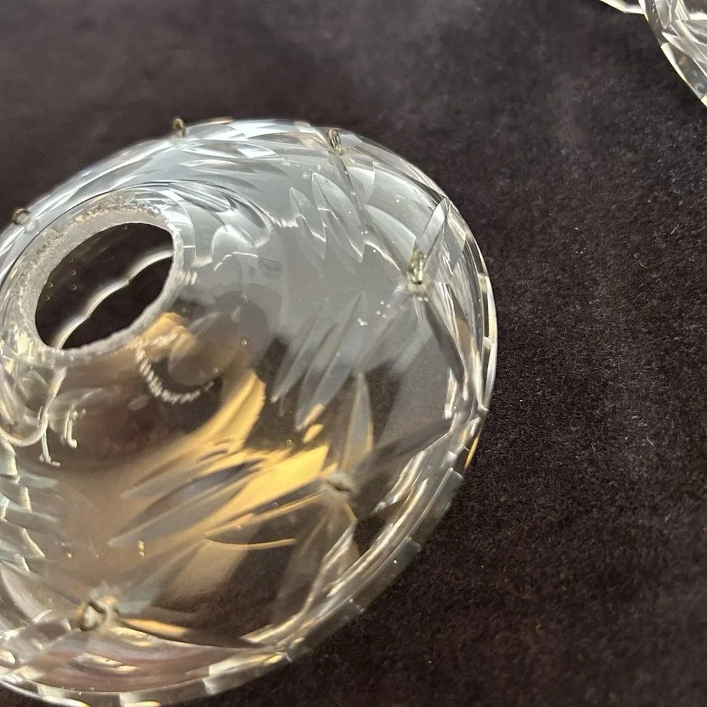 3 Cut Crystal Chandelier Bobeche Drip Pans 8 Prism Loops Replacement Vtg Antique